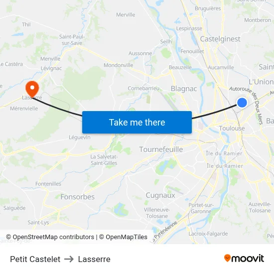 Petit Castelet to Lasserre map