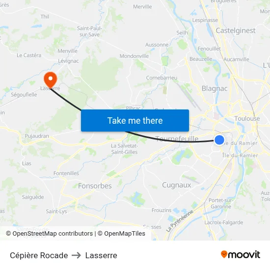 Cépière Rocade to Lasserre map