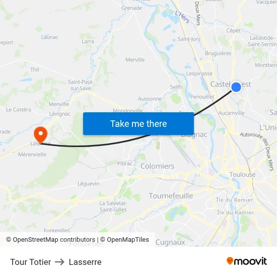 Tour Totier to Lasserre map