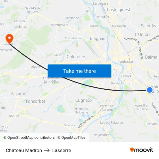 Château Madron to Lasserre map
