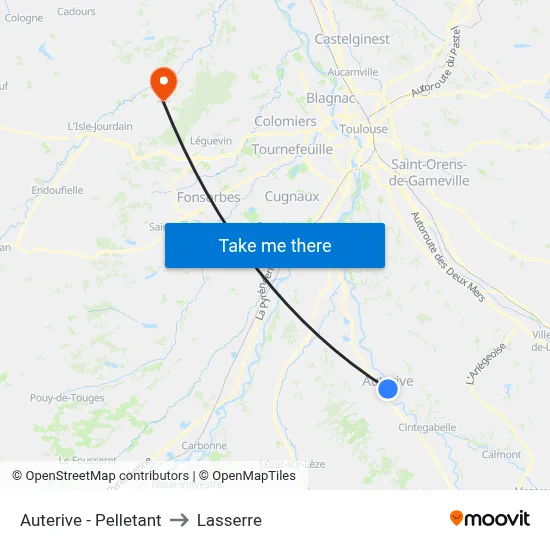 Auterive - Pelletant to Lasserre map
