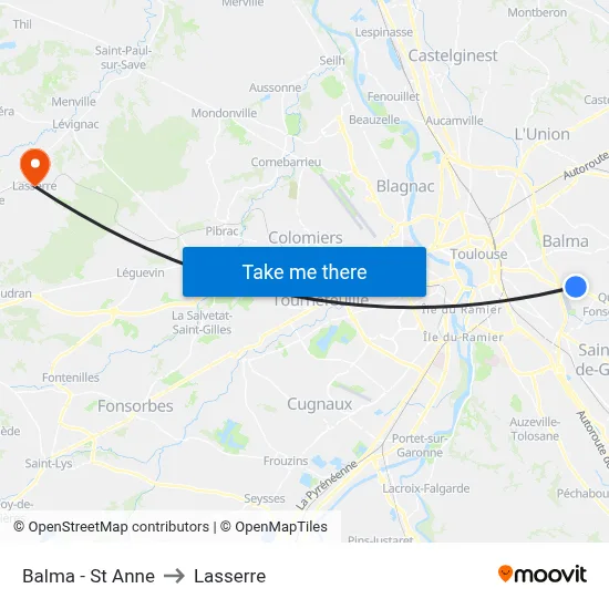 Balma - St Anne to Lasserre map