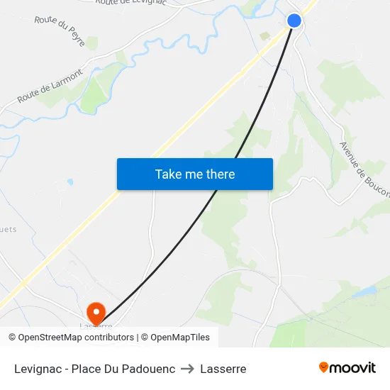 Levignac - Place Du Padouenc to Lasserre map
