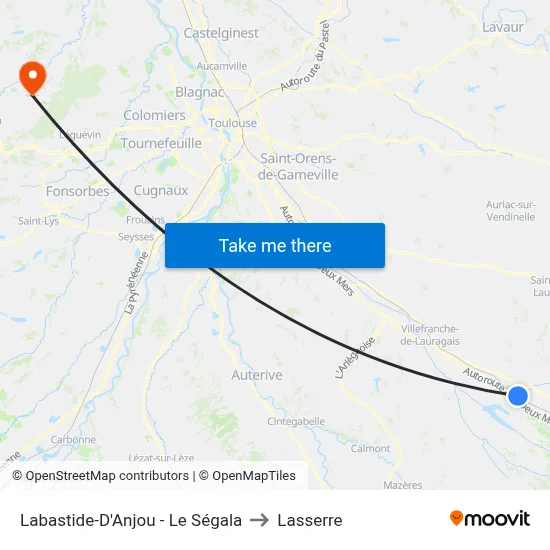 Labastide-D'Anjou - Le Ségala to Lasserre map