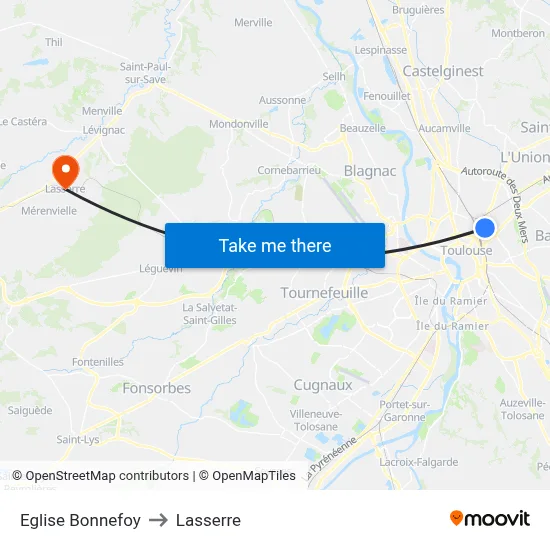 Eglise Bonnefoy to Lasserre map