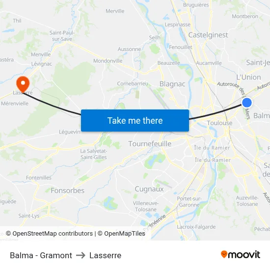 Balma - Gramont to Lasserre map