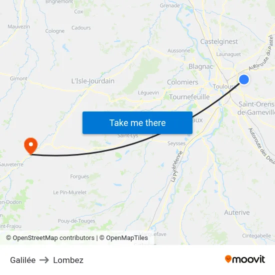 Galilée to Lombez map