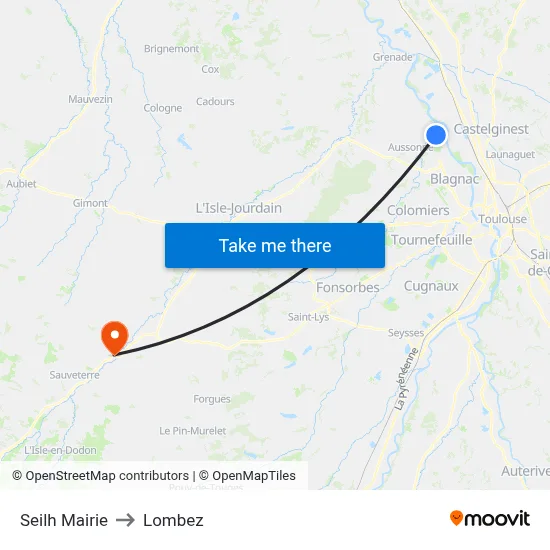 Seilh Mairie to Lombez map