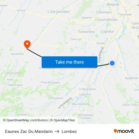 Eaunes Zac Du Mandarin to Lombez map