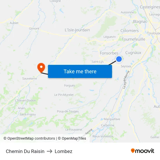 Chemin Du Raisin to Lombez map