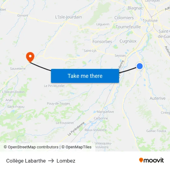 Collège Labarthe to Lombez map