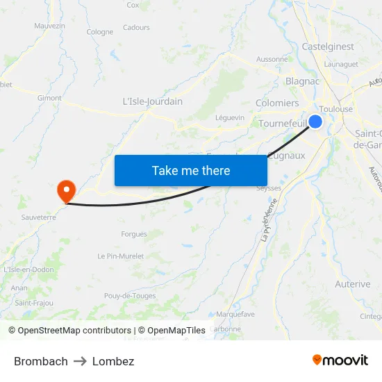 Brombach to Lombez map