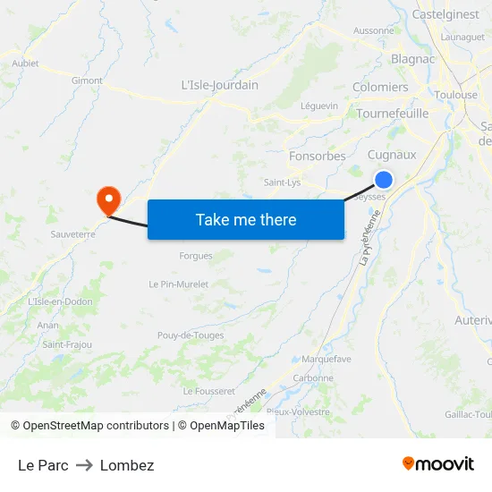 Le Parc to Lombez map