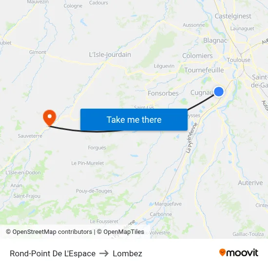 Rond-Point De L'Espace to Lombez map