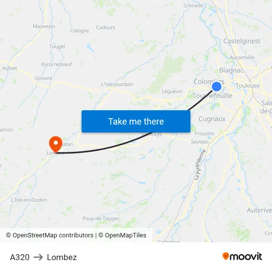 A320 to Lombez map