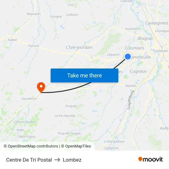 Centre De Tri Postal to Lombez map