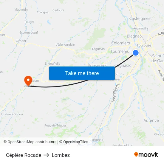 Cépière Rocade to Lombez map