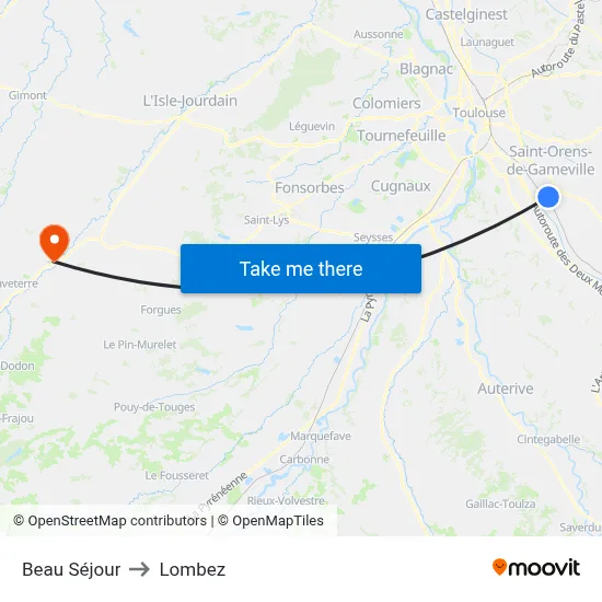 Beau Séjour to Lombez map