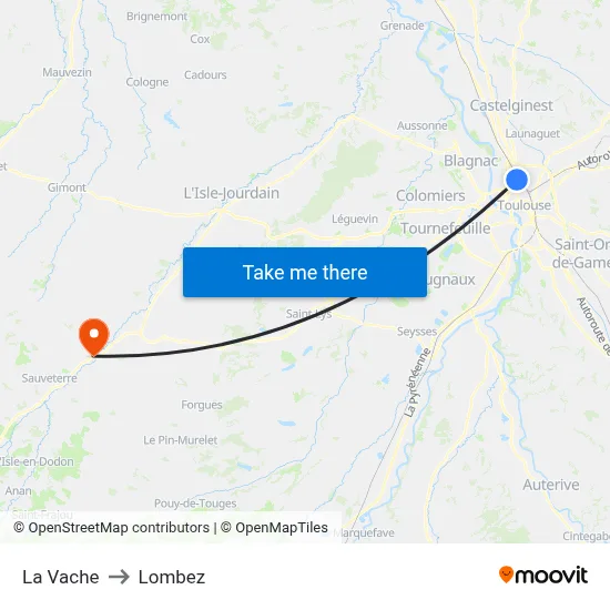 La Vache to Lombez map