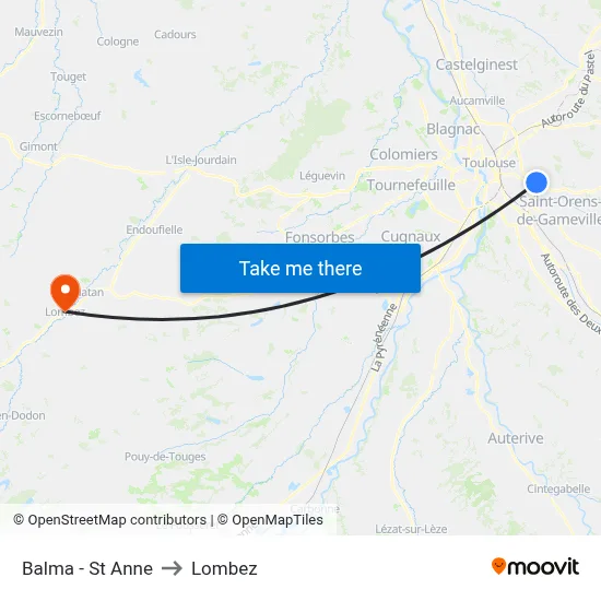 Balma - St Anne to Lombez map