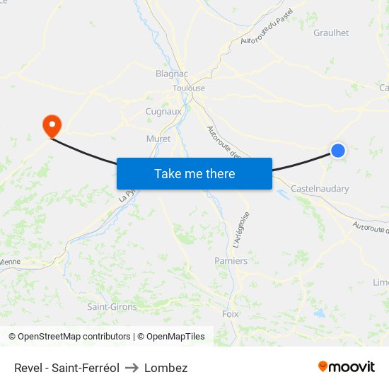 Revel - Saint-Ferréol to Lombez map