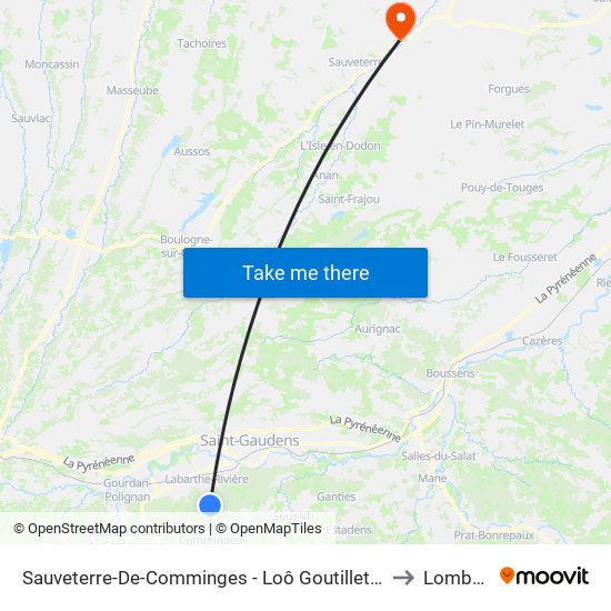 Sauveterre-De-Comminges - Loô Goutillette to Lombez map