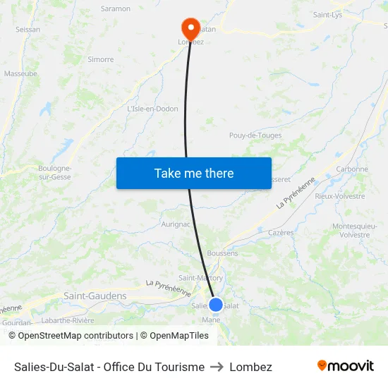 Salies-Du-Salat - Office Du Tourisme to Lombez map