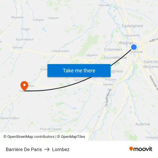 Barrière De Paris to Lombez map
