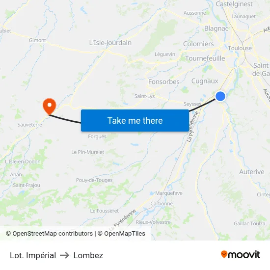 Lot. Impérial to Lombez map
