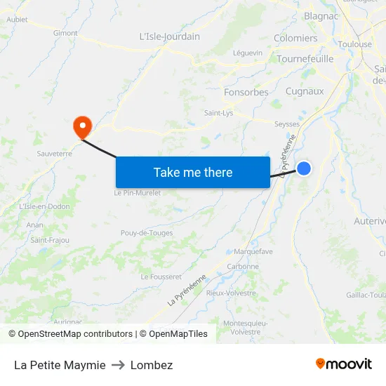 La Petite Maymie to Lombez map