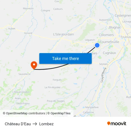 Château D'Eau to Lombez map