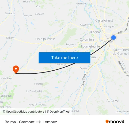 Balma - Gramont to Lombez map