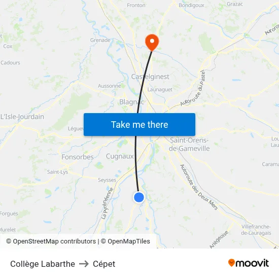 Collège Labarthe to Cépet map