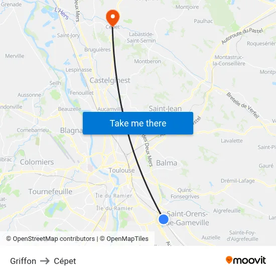 Griffon to Cépet map