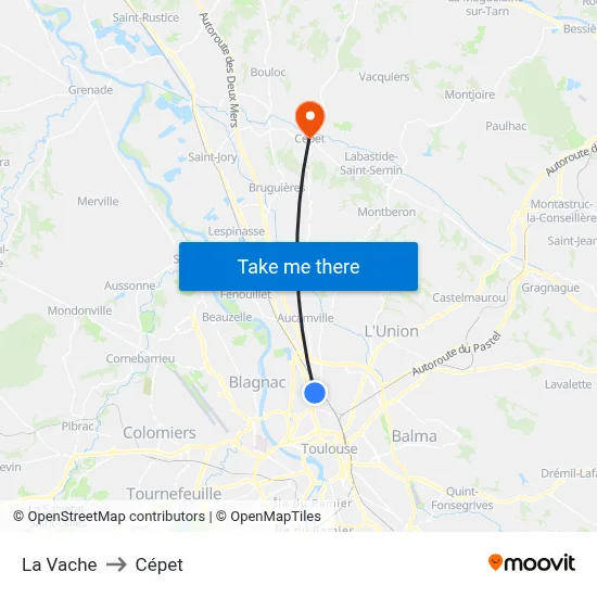 La Vache to Cépet map