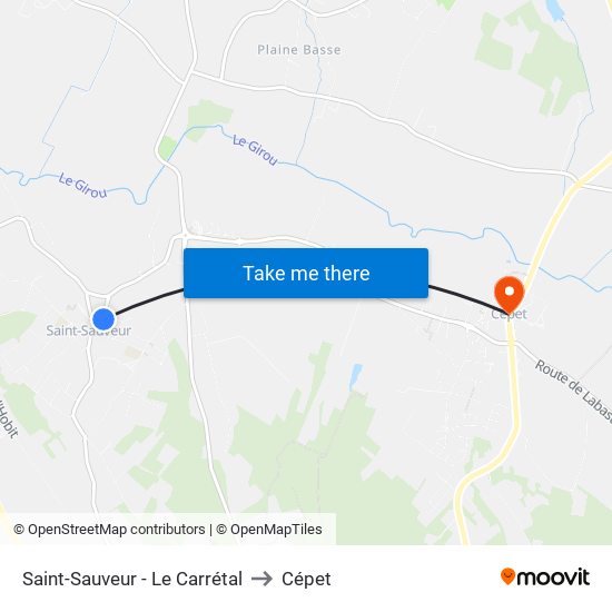 Saint-Sauveur - Le Carrétal to Cépet map