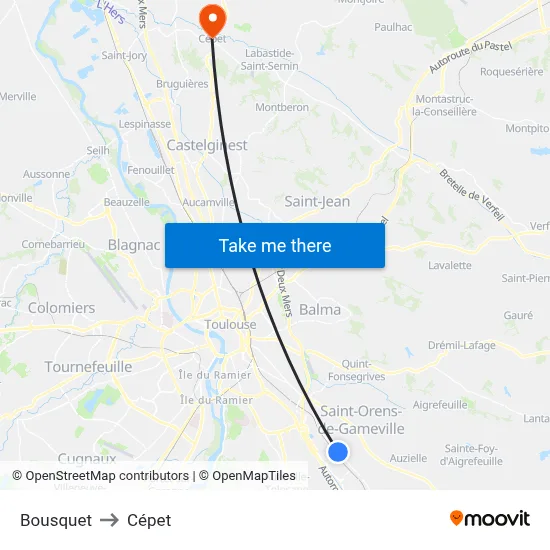Bousquet to Cépet map
