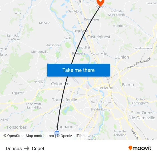 Densus to Cépet map
