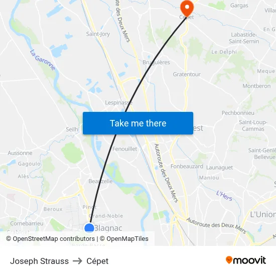 Joseph Strauss to Cépet map