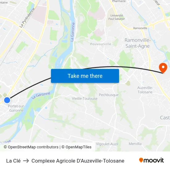 La Clé to Complexe Agricole D'Auzeville-Tolosane map