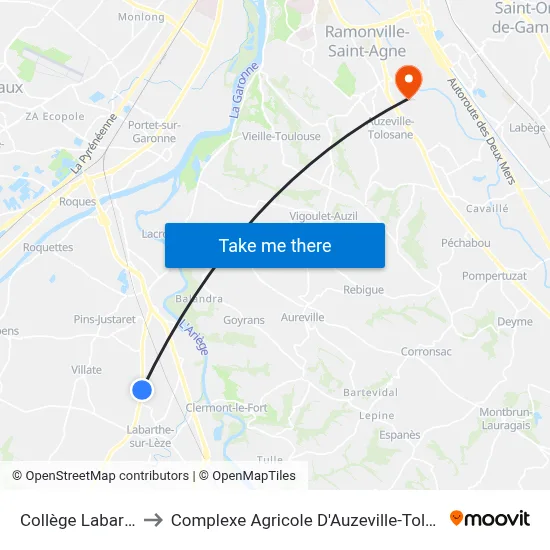 Collège Labarthe to Complexe Agricole D'Auzeville-Tolosane map