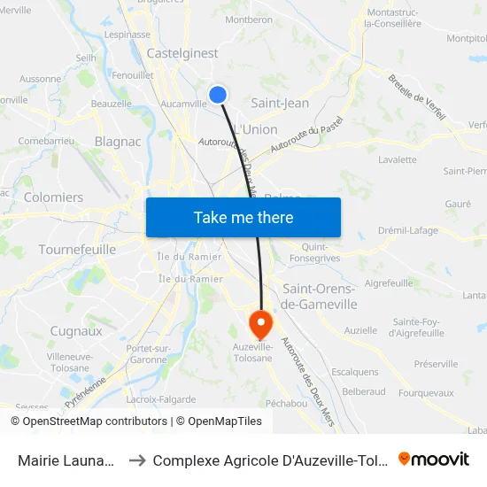 Mairie Launaguet to Complexe Agricole D'Auzeville-Tolosane map