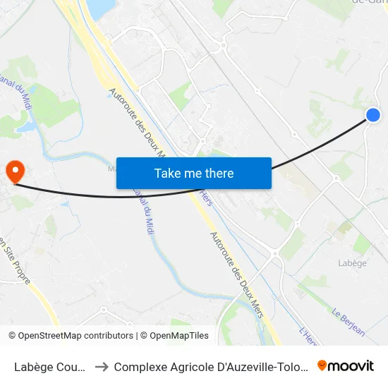 Labège Couder to Complexe Agricole D'Auzeville-Tolosane map