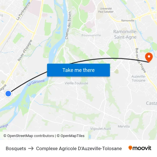 Bosquets to Complexe Agricole D'Auzeville-Tolosane map
