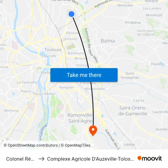 Colonel Rémy to Complexe Agricole D'Auzeville-Tolosane map