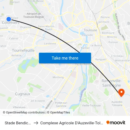 Stade Bendichou to Complexe Agricole D'Auzeville-Tolosane map