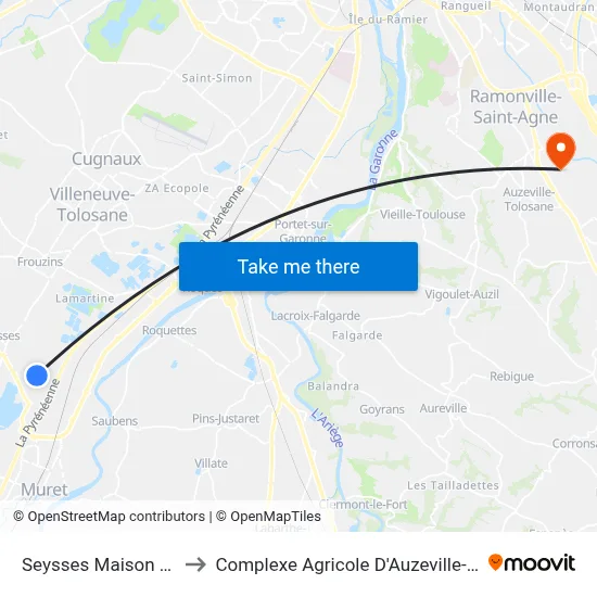 Seysses Maison D'Arrêt to Complexe Agricole D'Auzeville-Tolosane map