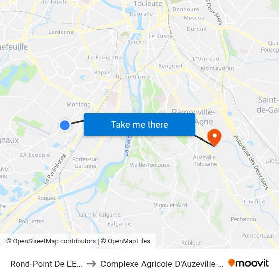 Rond-Point De L'Espace to Complexe Agricole D'Auzeville-Tolosane map