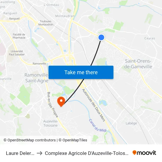 Laure Delerot to Complexe Agricole D'Auzeville-Tolosane map