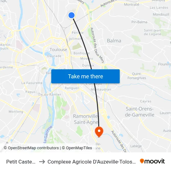 Petit Castelet to Complexe Agricole D'Auzeville-Tolosane map